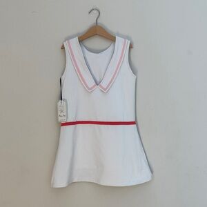 NWT Classic Prep White Pink Trim Tennis Dress Age 10 Built-In Shorts Preppy
